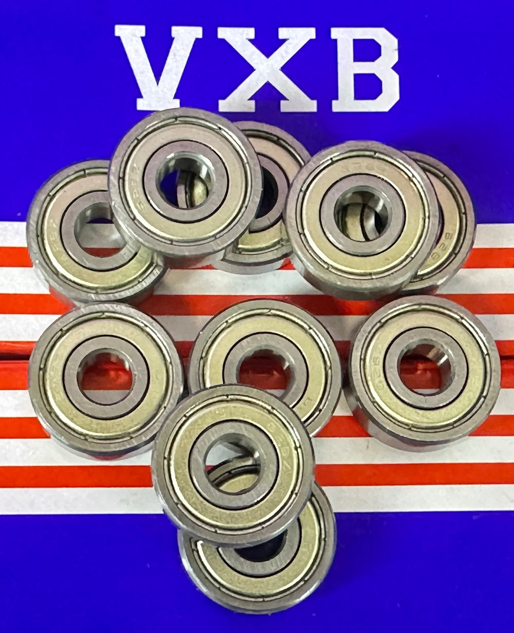 10-Pack 628ZZ 8x24x8mm Shielded on Both Sides Miniature Bearing