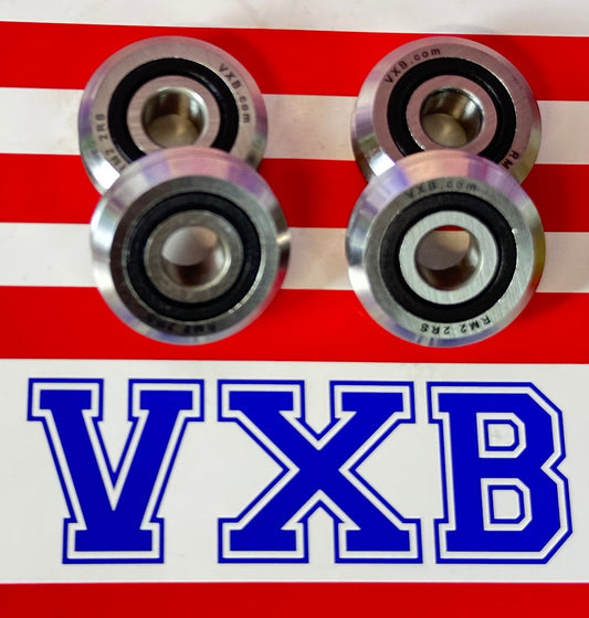 4-Pack RM2-2RS 3/8'' Track Roller Ball Bearing V-Groove - Rubber Sealed