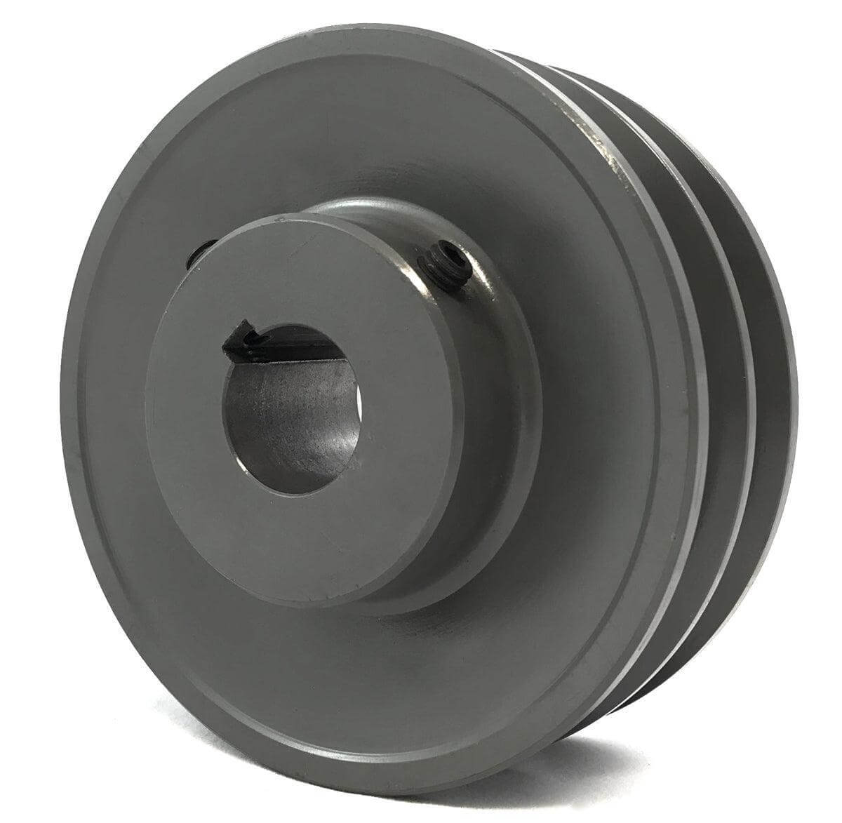 2BK45-1" Cast Iron Solid Sheave Pulley for Dual V-Belt size 5L, B OD : 4.5" ID: 1" Double Grooves Pulley 2BK451
