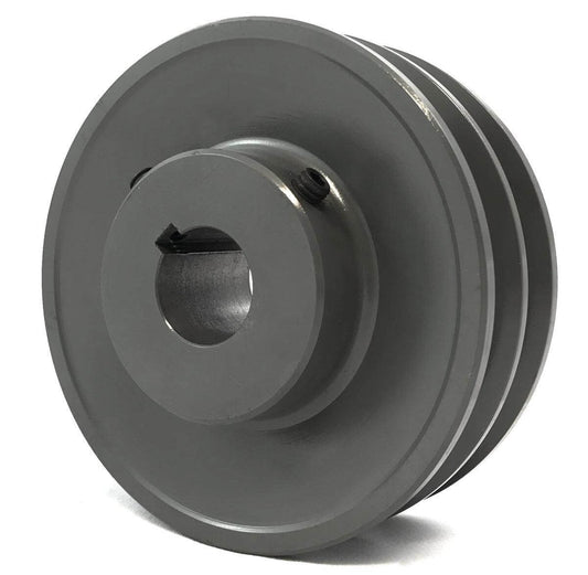 2BK45-1" Cast Iron Solid Sheave Pulley for Dual V-Belt size 5L, B OD : 4.5" ID: 1" Double Grooves Pulley 2BK451