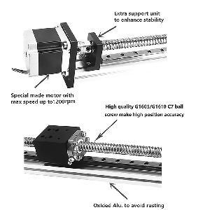 3' Feet Actuator NEMA 23 CNC Ballscrew Linear Motion Slide Rail Table - a Motor