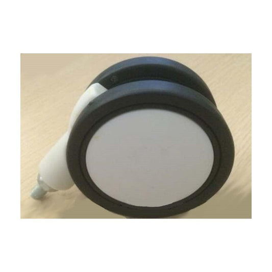 10-Pack 3" Black-White Twin Wheels Caster - Brakes & M8 Threaded Stem-