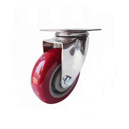 3" Stainless Steel Caster PU Wheel - Top Plate