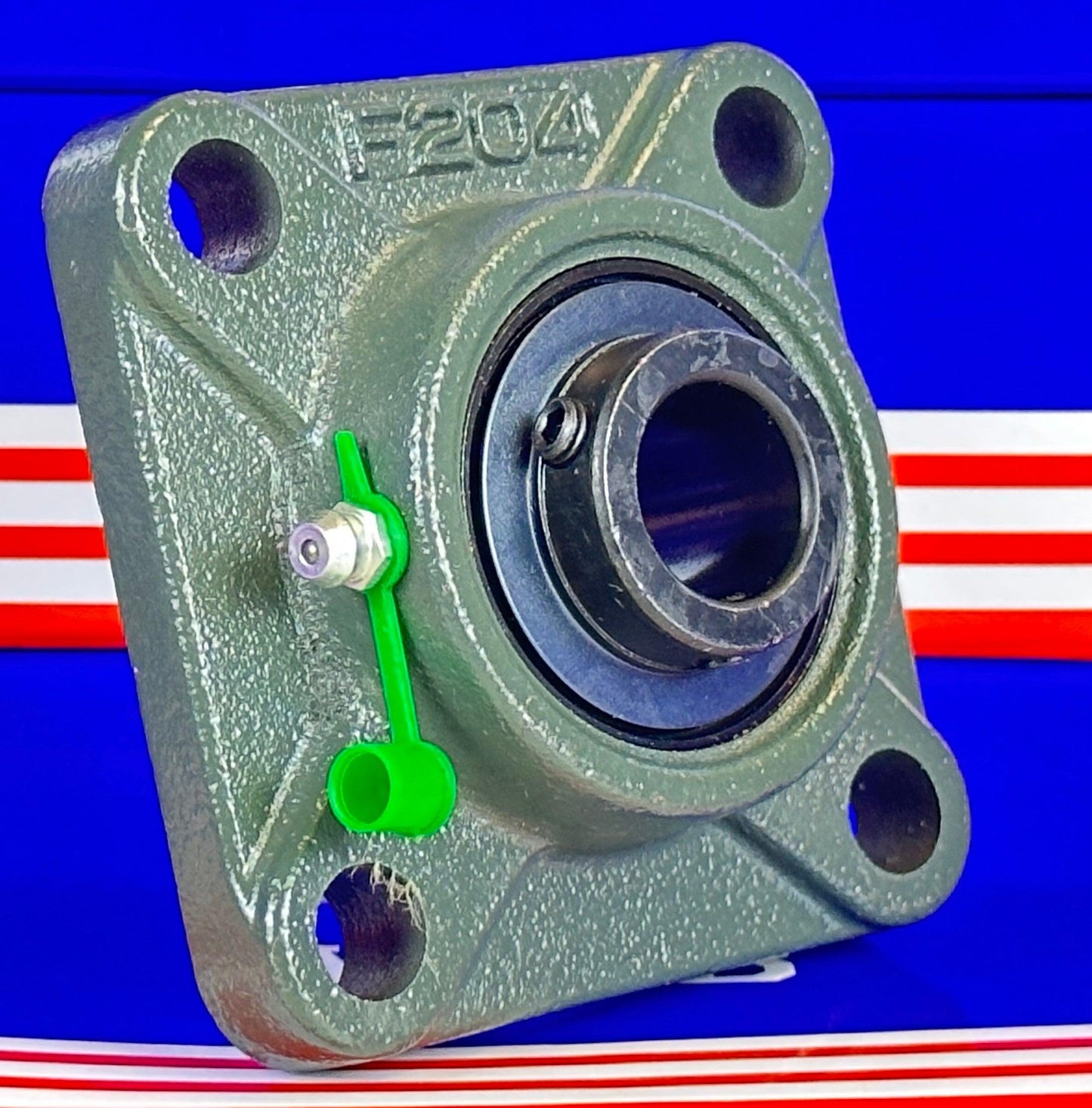 3/4" Bearing UCF204-12 Black Oxide Plated Insert + Square Flanged Cast Housing Mounted Bearing