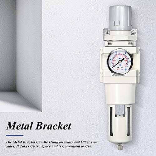 3/4 Inch NPT Manual Drainage Air Filter Pressure Regulator Combo Piggyback, Air Tool Compressor Filter - Gauge AW4000-06