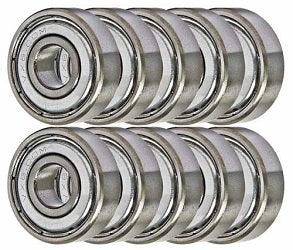 10-Pack 38KDD Ball Bearings 8x22x7mm - Chrome Steel - Greased