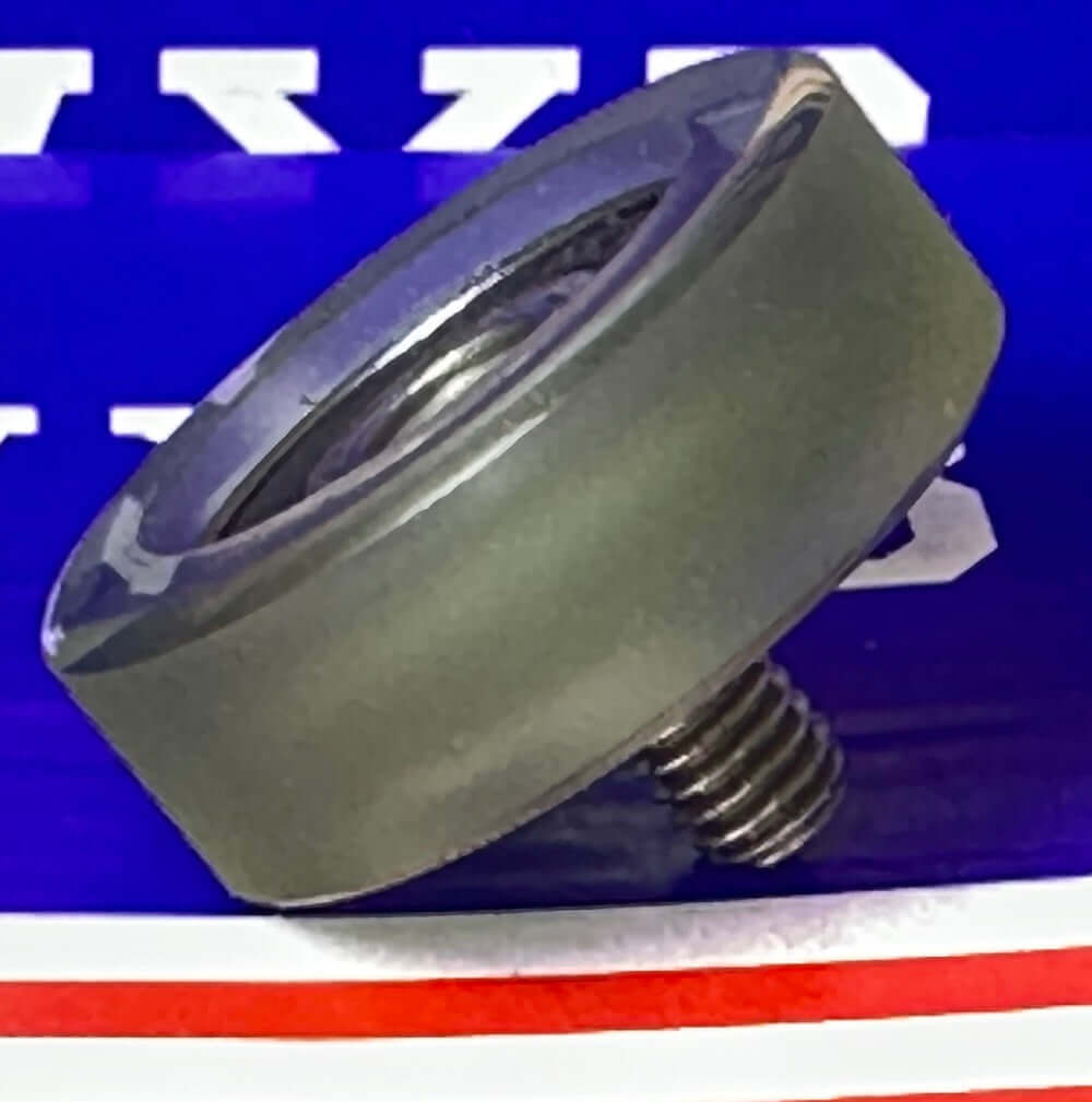 PU4x13x4ZZ C1 L5 Bearing – Soft Green PU Coated - M4 Stud – 4mm x 13mm x 4mm