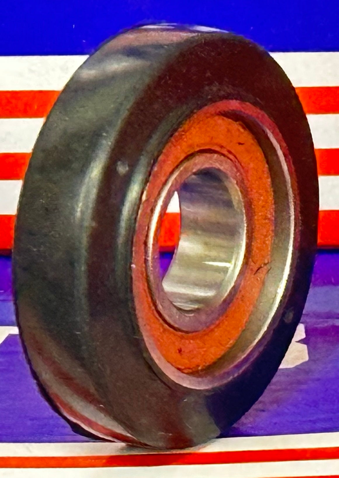15x46x13mm Polyurethane Wheel Roller Bearing 10mm Black Tire