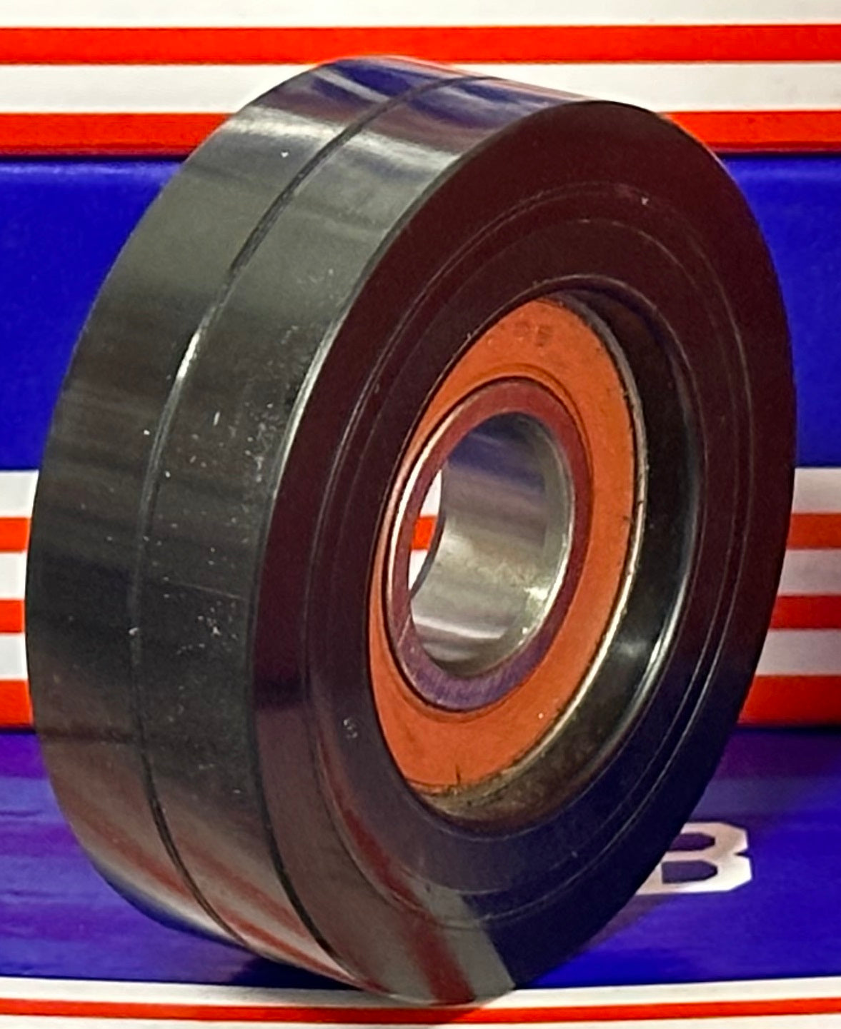 20x75x24mm Polyurethane Wheel Roller Bearing - Black Tire Sliding Guide
