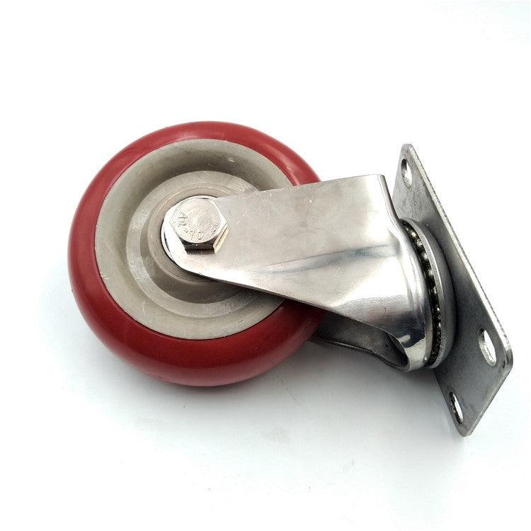 4" Stainless Steel Caster PU Wheel - Top Plate