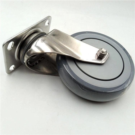 4" Stainless Steel Caster TPR Wheel - Top Plate