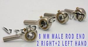 4-Pack Male 8mm Rod End Bearings 2 Right & 2 Left Hand Joints - POS8