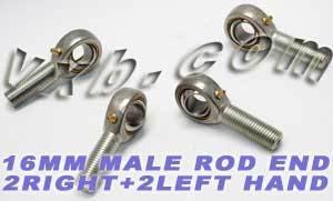 4 Male Rod End 16mm POS16 - 2 RH + 2 LH Hand Bearing