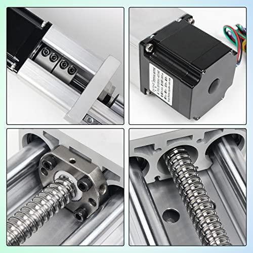400mm Stroke CNC Linear Stage Motion Actuator, Double Optical Axis X Y Z Axis Linear Slide Rail Aluminum Alloy Cross Sliding Table SBR16 Linear Rail Guide SFU1605 Ballscrew for CNC