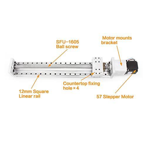 400mm Stroke CNC Linear Stage Motion Actuator X Y Z Axis Linear Slide Rail Aluminum Alloy Cross Sliding Table Linear Rail Guide SFU1605 Ballscrew+Nema23 57 Stepper Motor for CNC