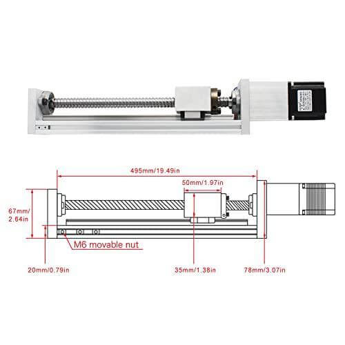 400mm Stroke CNC Linear Stage Motion Actuator X Y Z Axis Linear Slide Rail Aluminum Alloy Cross Sliding Table Linear Rail Guide SFU1605 Ballscrew+Nema23 57 Stepper Motor for CNC