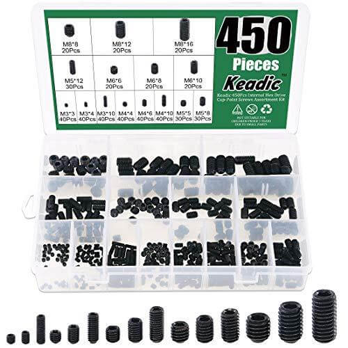 450-Piece Hex Set Screw Assortment Kit - Steel – Internal Hex Drive