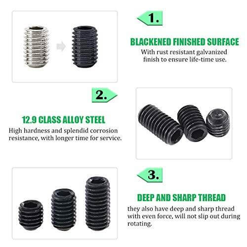 450-Piece Hex Set Screw Assortment Kit - Steel – Internal Hex Drive