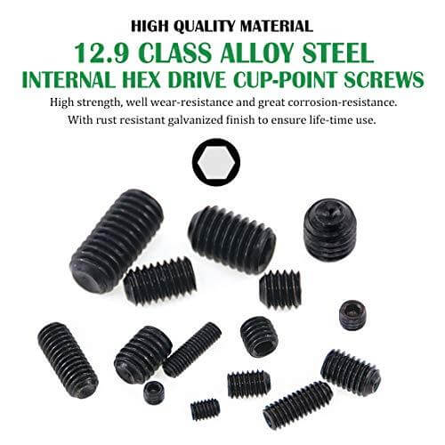 450-Piece Hex Set Screw Assortment Kit - Steel – Internal Hex Drive