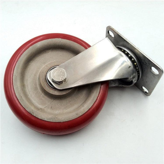 5" Stainless Steel Caster PU Wheel - Top Plate