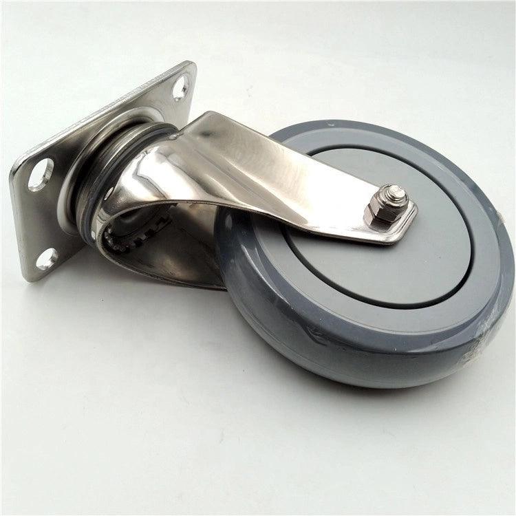 5" Stainless Steel Caster TPR Wheel - Top Plate