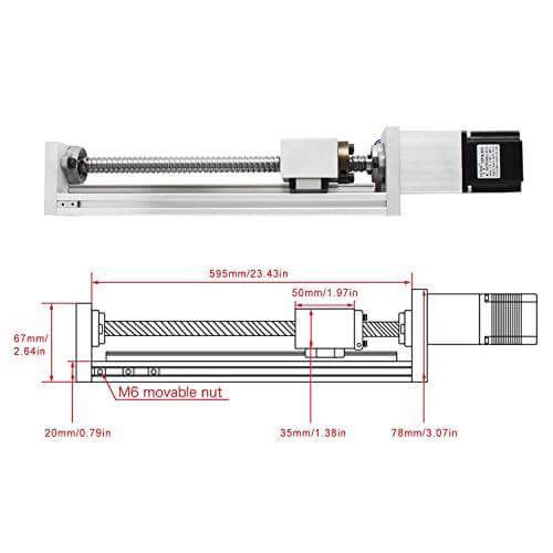500mm Stroke CNC Linear Stage Motion Actuator X Y Z Axis Linear Slide Rail Aluminum Alloy Cross Sliding Table Linear Rail Guide SFU1605 Ballscrew+Nema23 57 Stepper Motor for CNC