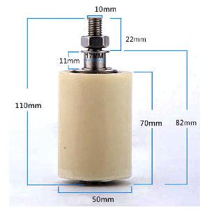 50x70mm Sliding Guide/Track Wheel Bolt & Nut Mounting