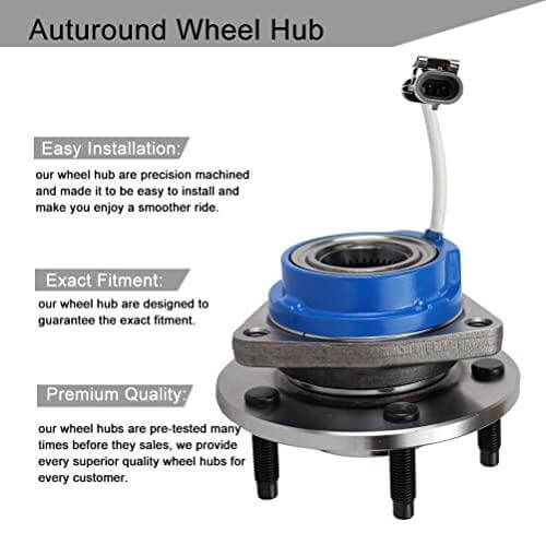 513121 Pair Front Wheel Hub & Bearing Assembly for Impala, Regal, DeVille, Grand Prix, Lacrosse, Lesabre, Century, Rendezvous, DTS, Intrigue 5 Lug w/ABS, Set of 2