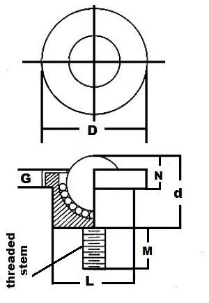 5/8 Stud Type transfer NSMBT-5/8 CS 1/4" Threaded Stem Bearing