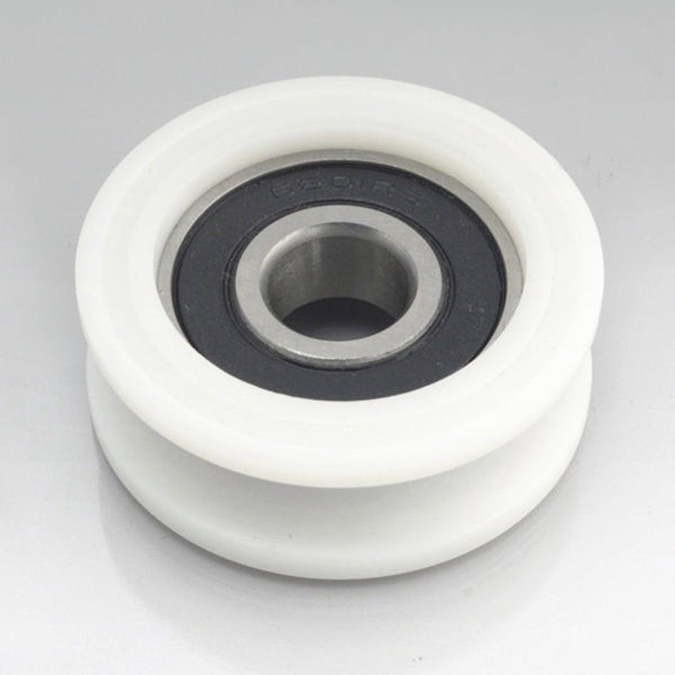 5mm Bore Bearing - 21mm Round Nylon Pulley U-Groove Track Roller Bearing 5x21x6mm