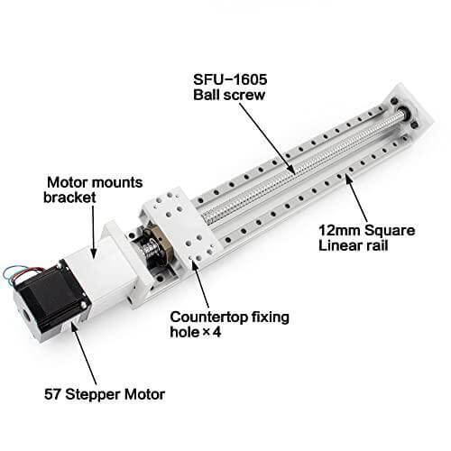 600mm Stroke CNC Linear Stage Motion Actuator X Y Z Axis Linear Slide Rail Aluminum Alloy Cross Sliding Table Linear Rail Guide SFU1605 Ballscrew+Nema23 57 Stepper Motor for CNC