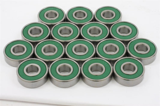 100-Pack 608-2RS Skate Ball Bearings - Green Seals