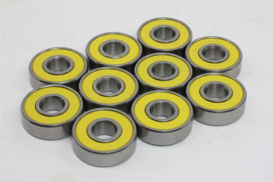 100-Pack 608-2RS Skate Ball Bearings - Yellow Seals