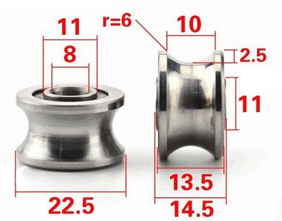 8mm Bore Bearing - 22.5mm Pulley U-Groove Track Roller Bearing 8x22.5x13.5mm