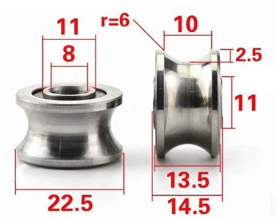 8mm Bore Bearing - 22.5mm Pulley U-Groove Track Roller Bearing 8x22.5x13.5mm