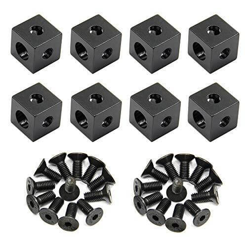 8PCS Black Corner Bracket Cube (20x20x20mm) for 6mm Slot Aluminum Extrusion Profile 2020 Series (Cube Corner-8PCS)