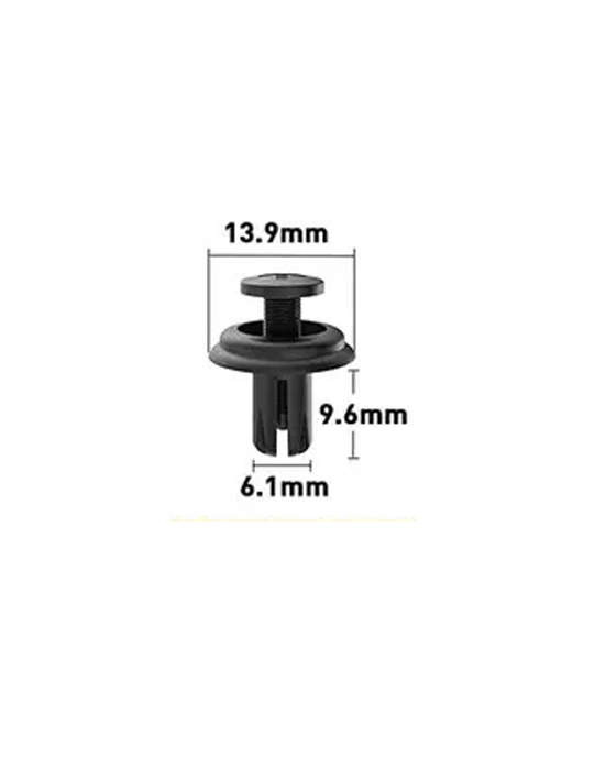 6.1mm Hole Push-in Plastic Rivet 9.6mm Auto Trim Fastener 6.1x9.6mm