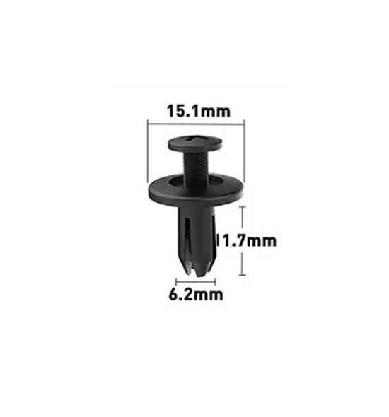 6.2mm Hole Push-in Plastic Rivet 11.7mm Auto Trim Fastener 6.2x11.7mm