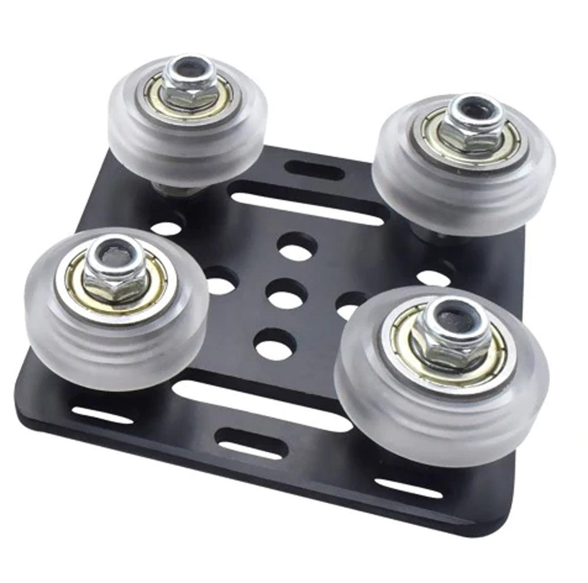 Black 2020 Aluminum Extrusion V-Slot Gantry Plate Set w White Wheels