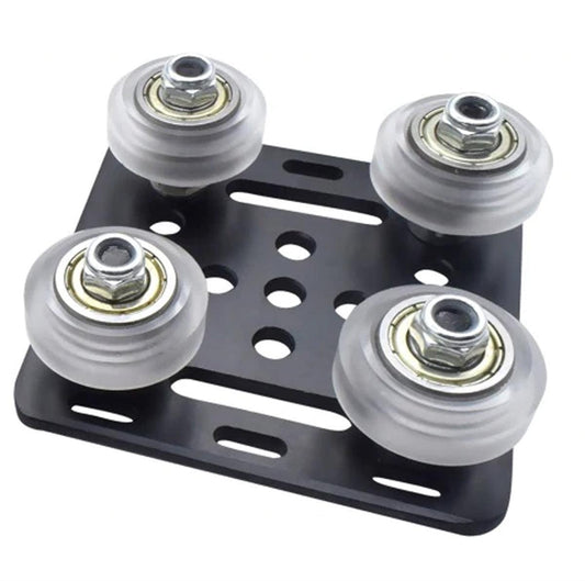 Black 2020 Aluminum Extrusion V-Slot Gantry Plate Set w White Wheels