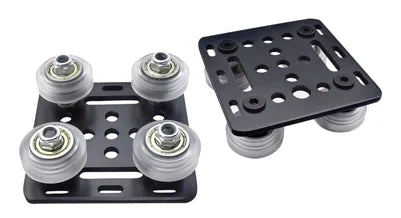 Black 2020 Aluminum Extrusion V-Slot Gantry Plate Set w White Wheels