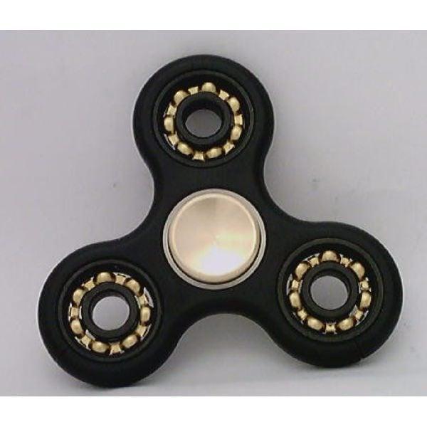 Black Fidget Hand Spinner Toy : Center Full Ceramic ZrO2 Bearing : 3 outer Bronze Bearing : Brass caps 42Q