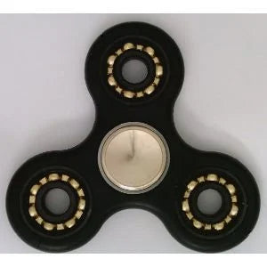 Black Fidget Hand Spinner Toy : Center Full Ceramic ZrO2 Bearing : 3 outer Bronze Bearing : Brass caps 42Q