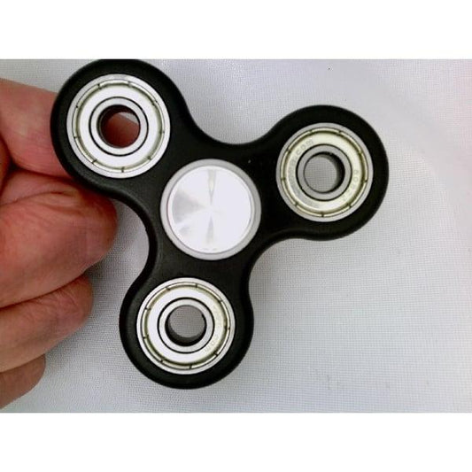 Black Fidget Hand Spinner Toy - Center Full Ceramic ZrO2 Bearing, 3 Shielded Bearing & 2 Silver caps 42Q