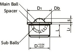 BRUPS-18-S-NBK Press Fit Type Ball Transfer Unit for Upward Facing Applications