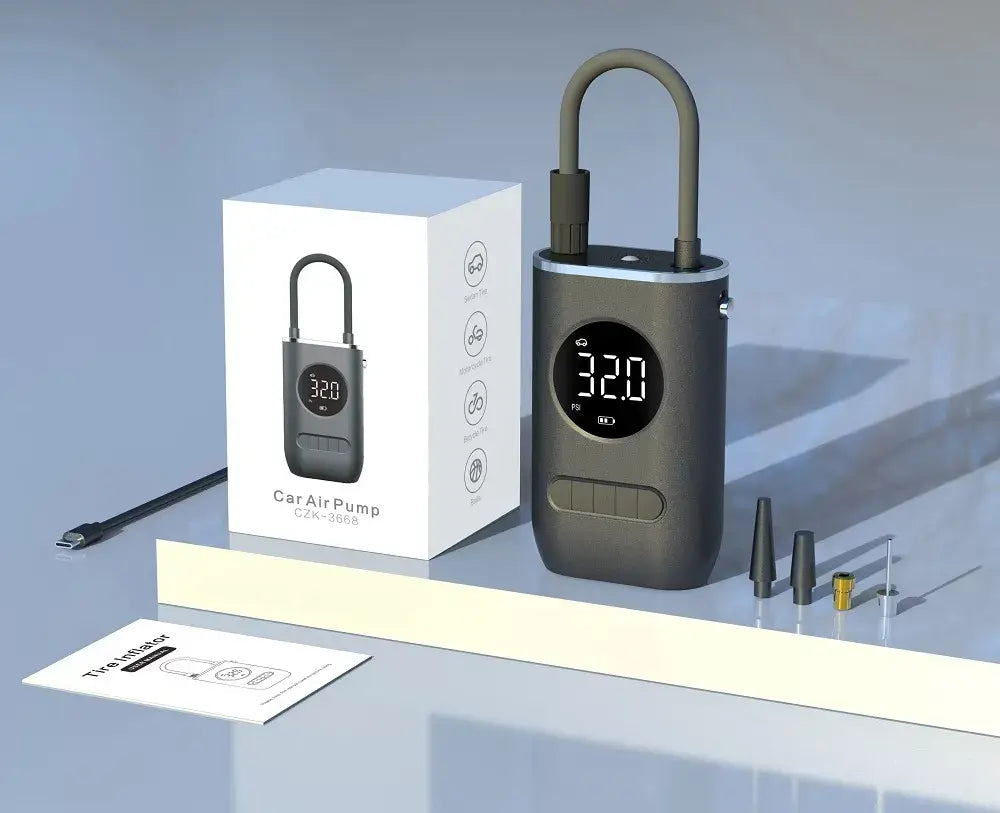 Car Portable Tire Inflator Wireless/Cordless USB-C Rechargeable Battery Operated