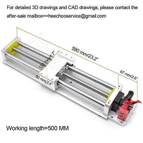 CNC Manual Slide Stage Linear Stage Actuator 500mm Ballscrew 1605 Optical Axis Linear Rail Guide C7 - Ruler for CNC Router Controller X-Axis Stage