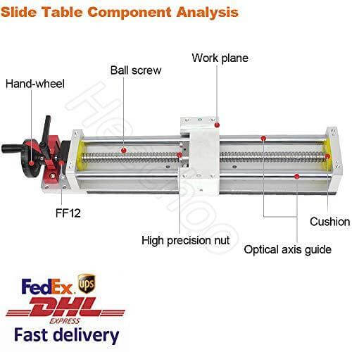 CNC Manual Slide Stage Linear Stage Actuator 500mm Ballscrew 1605 Optical Axis Linear Rail Guide C7 - Ruler for CNC Router Controller X-Axis Stage