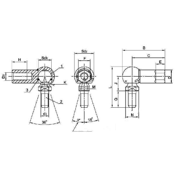 CS10 10mm L-Shape Ball Joint Rod End Bearing