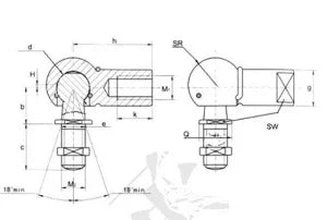 CS19 19mm L-Shape Ball Joint Rod End Bearing